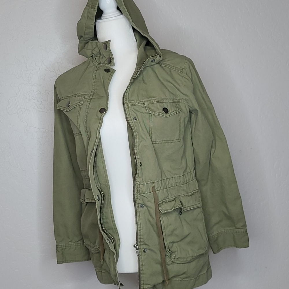 BP green army military style hoodie jacket XS 🍁